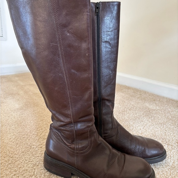 J Crew Knee High Dark Brown Leather Riding Boot 9 8.5 Made in Italy Rubber Soles - Picture 6 of 6